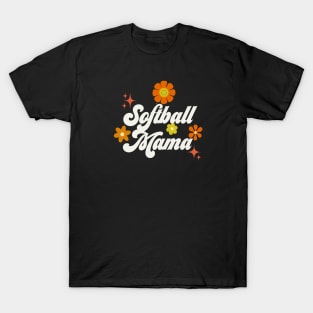 Softball Mama - 70s style - white T-Shirt